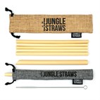 Set van 6 Bamboe Rietjes met Borsteltje en Jute Zakjes Slate Jungle Culture
