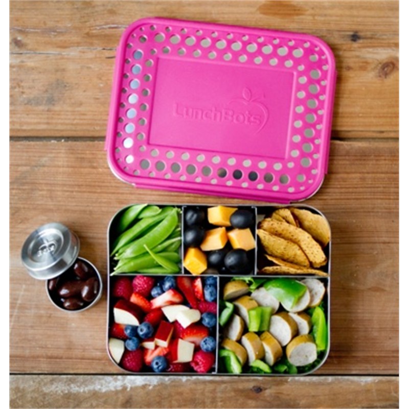 LunchBots Bento lunchbox RVS broodtrommel Cinco gekleurd 20x15x4