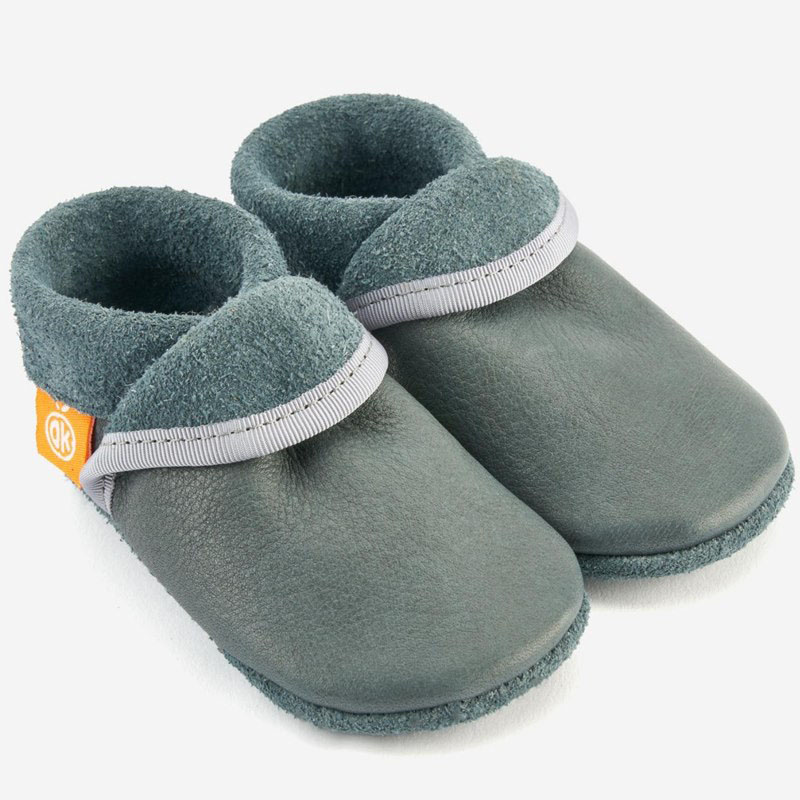 Uithoudingsvermogen Incubus wekelijks Leren Slofjes Classic voor Kinderen met Anti-Slip Zool Orangenkinder  babyslofjes