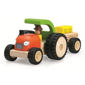 Houten Tractor met aanhanger Wonderworld