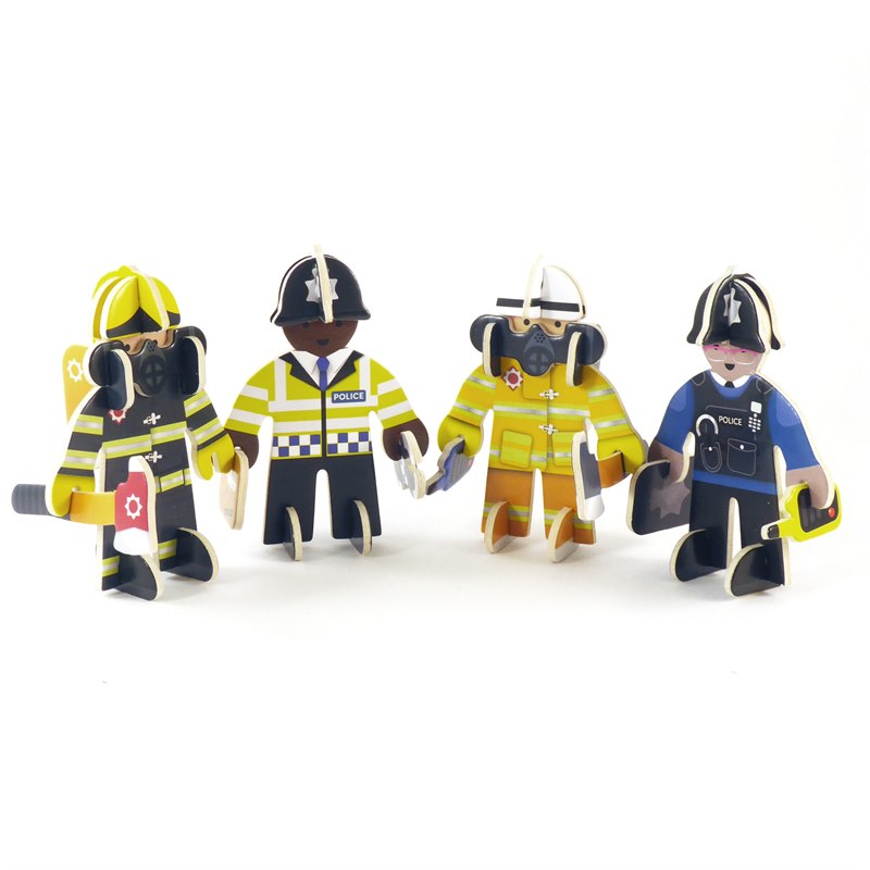 Beroepen Bouwpakket 3D voor Kinderen Figuren Politie en brandweer miniatuur Playpress Toys