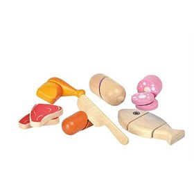 Vis en vlees pakket Plantoys gerecycled hout