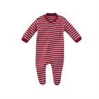 Pyjama 1-delig met voetjes biokatoen Rood-wit gestreept Living Crafts