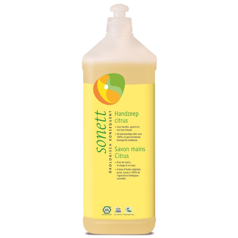 Afstotend Evolueren Aanbeveling Eco Handzeep Citrus Navulling 1 Liter Sonett van biologische ingrediënten Afstotend Evolueren Aanbeveling Eco Handzeep Citrus Navulling 1 Liter Sonett van biologische ingrediënten