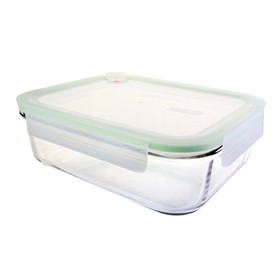 Glazen Bewaarbakje Rechthoek Groene Ring 2 liter Glasslock