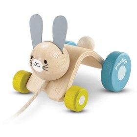 Houten trekdier konijn hopping rabbit Plantoys