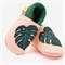 Babyslofjes van leer in roze en groen