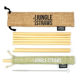 Set van 6 Bamboe Rietjes met Borsteltje en Jute Zakjes Sage Jungle Culture