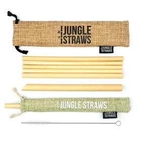 Set van 6 Bamboe Rietjes met Borsteltje en Jute Zakjes Jungle Culture Sage