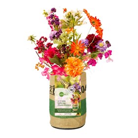 Image of Bloemen Kweektuintje in Ronde Zak van Gerecycled Materiaal - Vlinderbloem