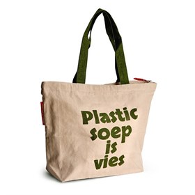 Image of Sterke Shopper Gerecycled Materiaal 54x40x18 - Plastic soep is vies