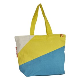 Sterke Shopper Gerecycled Materiaal 54x40x18 Yellow Teal NoMorePlastic