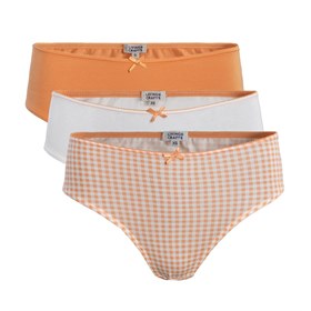 Image of Damesslip Bio Katoen en Elastan Set van 3 - Vichy Apricot