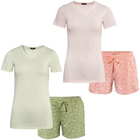 Image of Zomer Dames Pyjama Korte Mouw en Short Biologisch Katoen