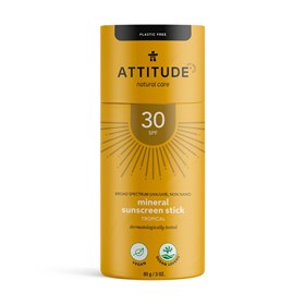 Zonnebrand Stick SPF30 Nano-vrij Tropical Zero waste verpakking Attitude