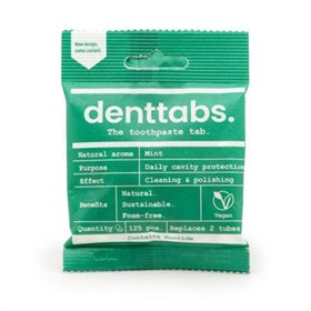 Tandpasta Tabletten Munt met Stevia 125 stuks Fluoride Denttabs NIEUW