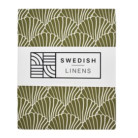 GOTS gecertificeerd biologisch katoenen hoeslaken 90x200 Olive Green Olijf Groen Swedish Linens