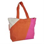 Grote Shopper Gerecycled Materiaal met Rits 54x40x18 Magenta Orange NoMorePlastic