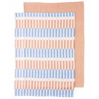 Theedoek van Biokatoen Geblokt 50 x 70 cm Blauw-Oranje Tranquillo