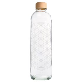 Image of Karaf of Drinkfles Glas met Eco Print 1 liter - Flower of Life