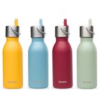 Effen Kids Thermosfles Lekdicht van Gerecycled RVS met Sportdop 350 ml Qwetch