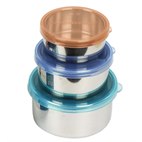 Round Nesting Trio Rvs Lekdicht Doorzichtig Deksel Set van 3 Gekleurd U-konserve