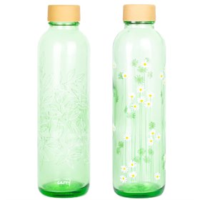 Glazen Waterfles Groen met Eco Print 700 ml