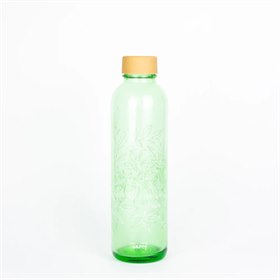 Glazen Waterfles Groen met Eco Print 700 ml Carry Bottles