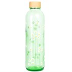 Glazen Waterfles Groen met Eco Print 700 ml Carry Bottles
