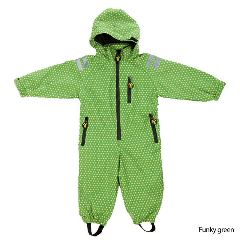 Gymnastiek Kelder Schuur Regenpak 110-116 ééndelig voor kinderen zonder schadelijke stoffen Funky  Green Ducksday