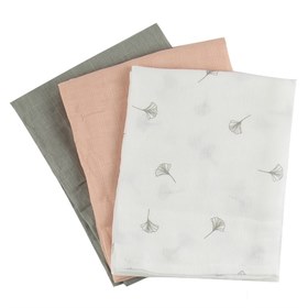 Biokatoen Hydrofielluiers 3 Stuks 70 x 70 cm Soft Ginko Popolini