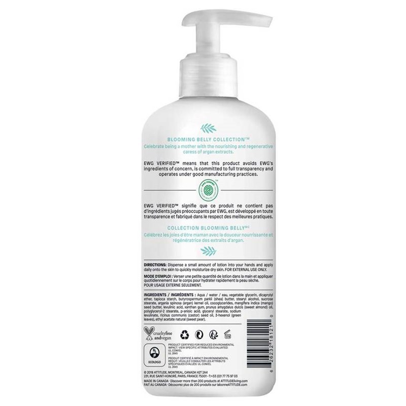 Gaan wandelen eenheid makkelijk te gebruiken Bodylotion Blooming Belly Natural 473 ml Attitude Ecologo