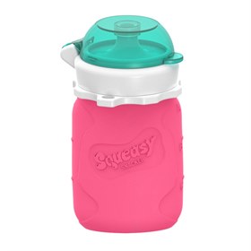 Knijpzakje siliconen ook voor drinken Roze Squeasy Gear