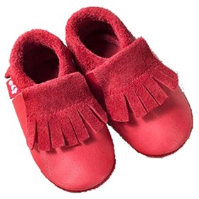 Leren kinder slofjes Moccasin