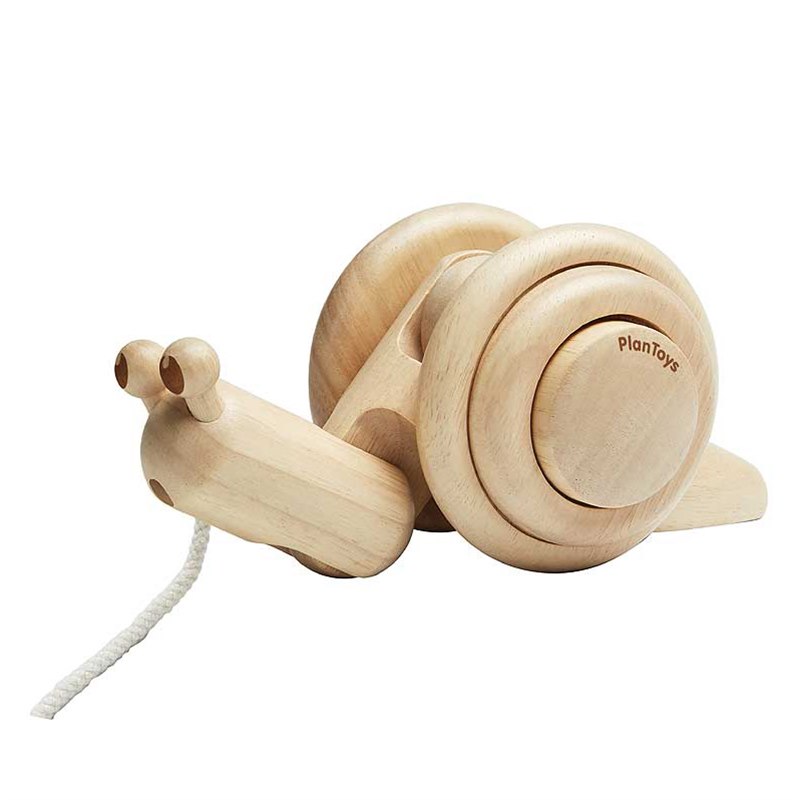 Houten trekdier slak Plantoys | GreenJump.nl Houten duweend Plantoys duurzaam hout | GreenJump.nl