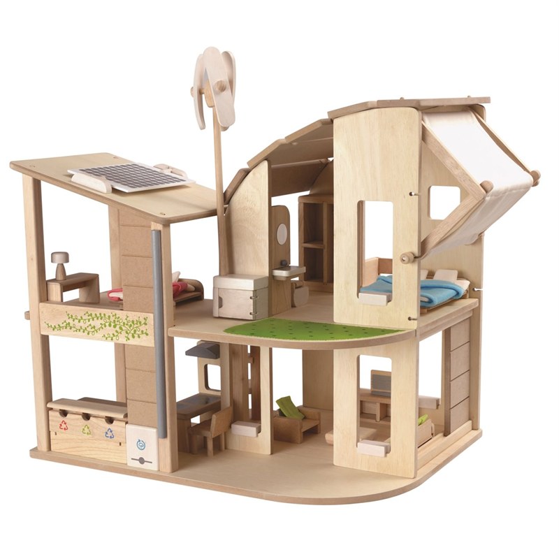 Berri Hedendaags Dag Compleet ecologisch houten poppenhuis Plantoys Green Dollhouse