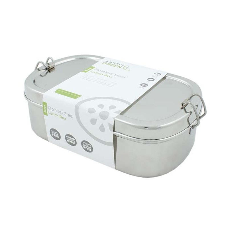 A Slice of Green Extra Large Oval Lunch box 22x13x7 GreenJump.nl