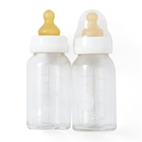 Glazen Babyflesjes Natuurrubber Speen 120 ml Set van 2