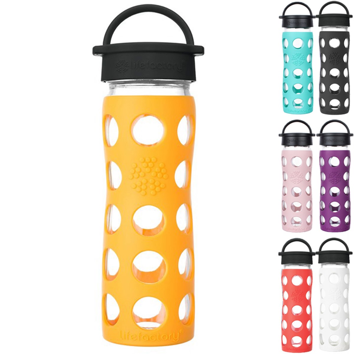 Lifefactory Glazen Drinkfles Lekvrij Siliconen Hoes 470 Ml Bpa Vrij