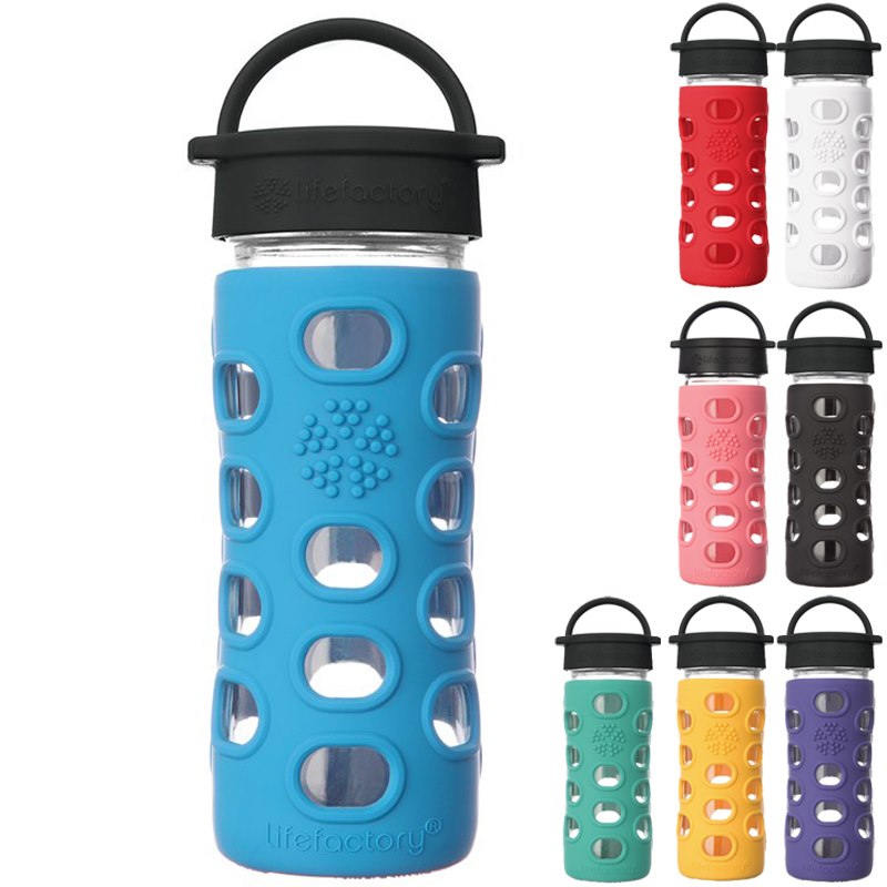 Lifefactory Glazen Drinkfles Lekvrij Siliconen Hoes 350 Ml Bpa Vrij