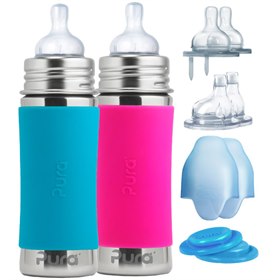 Image of Starterset Babyfles RVS Verschillende Kleuren - 325 ml