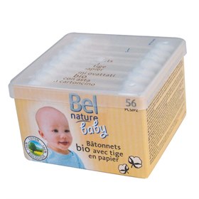 Image of Baby Wattenstaafjes Biologisch Katoen zonder Plastic 56 Stuks