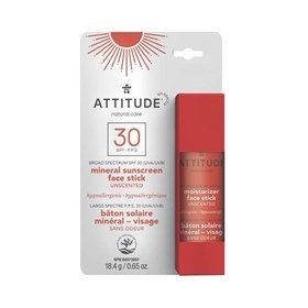 Face-stick Zonnebrand SPF30 Nano-vrij en Parfumvrij Attitude