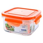 Bewaarbakje glas oranje deksel 490 ml Glasslock