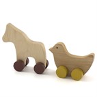 Miniset houten speelgoed figuren Paard en vogel Pinch toys