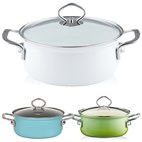 Lage Emaillen Pan met Glazen Deksel Riess