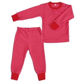 Meisjes Pyjama biokatoen met lange mouwen Rood gemeleerd Popolini