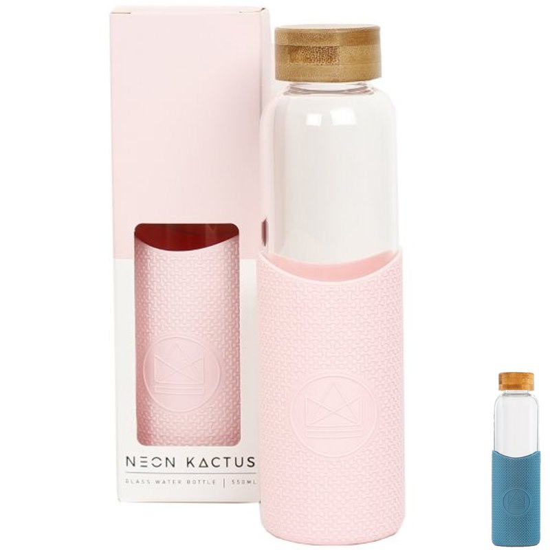 Glazen Drinkfles Met Siliconen Hoes Lekvrij 550 Ml Neon Kactus