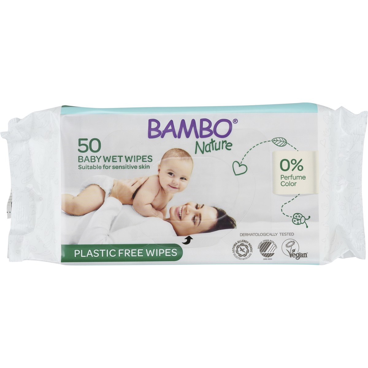 Leven van Beven Decoratief Bambo Nature Eco Babydoekjes Bio Afbreekbaar 50 Stuks milieuvriendelijk