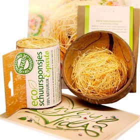 Image of Geschenkset met Eco Schuursponsjes van Gedroogd Gras